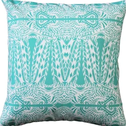 Karalina Partridge Stamp Turquoise Throw Pillow 20x20