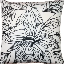 Karalina Pen and Ink Flowers Throw Pillow 20x20