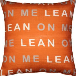 Lean On Me Orange Throw Pillow 17x17