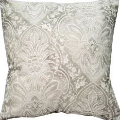 Leone Damask Cloud Gray Throw Pillow 21x21