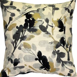 Linen Leaf Graphite Gray Throw Pillow 20x20