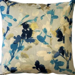 Linen Leaf Indigo Throw Pillow 20x20