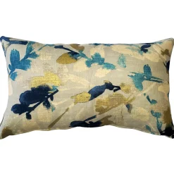 Linen Leaf Indigo Throw Pillow 12x20