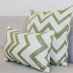 Lorenzo Zigzag Green 20x20 Throw Pillow
