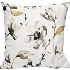 Magnolia Watercolor Gray Taupe Neutral Pillow 22x22