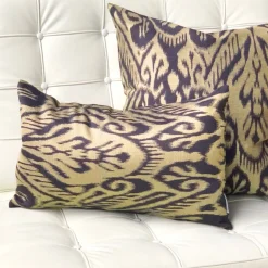Mallorca Carbon Ikat Throw Pillow 20x20