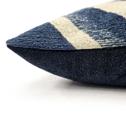Maritime Stripe Blue Chenille Throw Pillow 25x25
