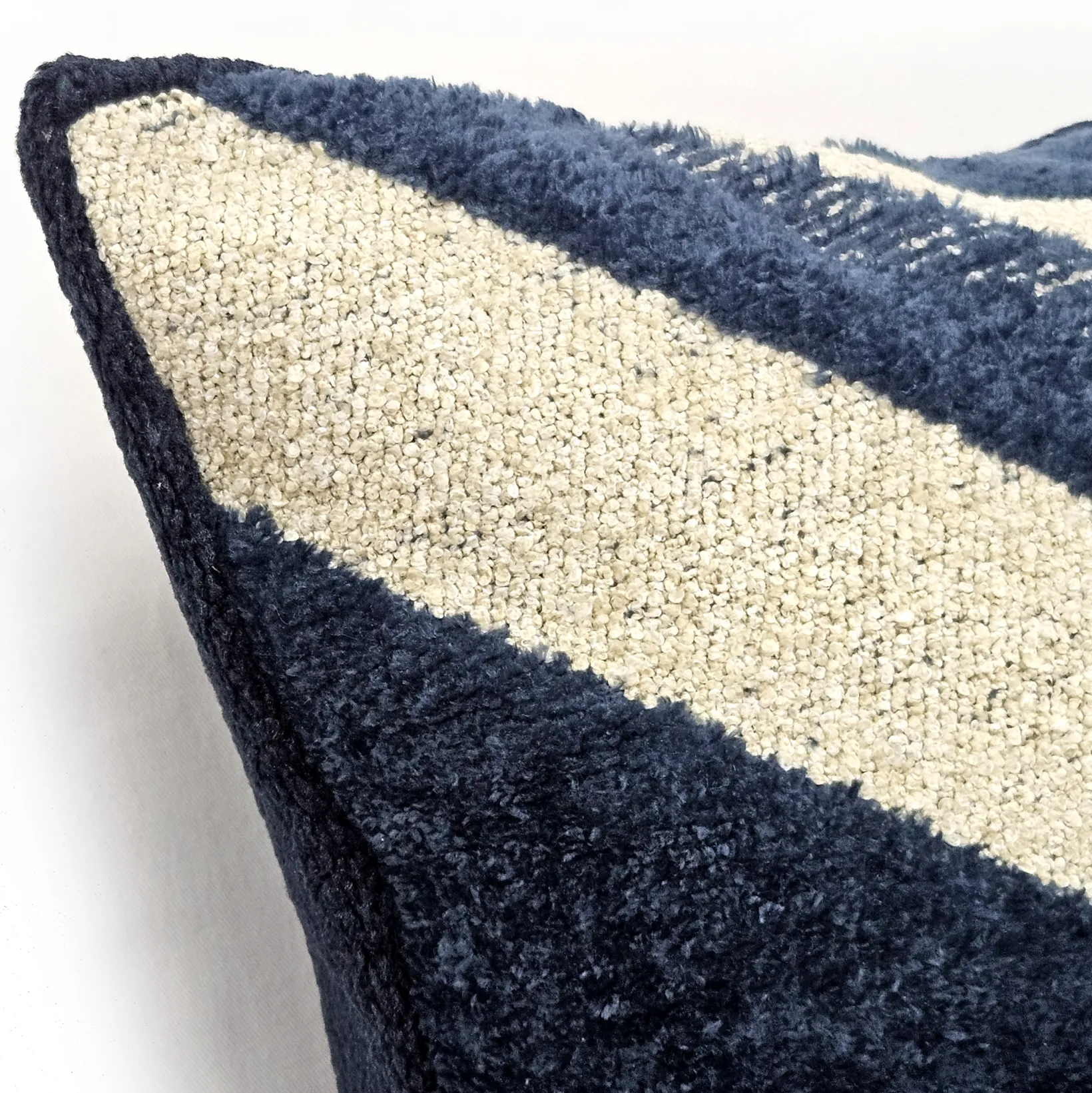 Maritime Stripe Blue Chenille Throw Pillow 25x25
