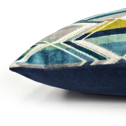 Marquis Chevron Aqua Velvet Throw Pillow 21x21
