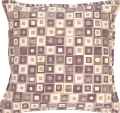 Mauve and Cream Chenille Blocks Throw Pillow