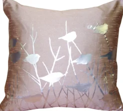 Metallic Birds Faded Rose Throw Pillow