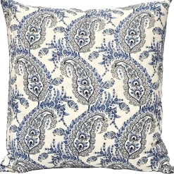 Midnight Paisley Cotton Square Throw Pillow 25x25