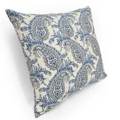 Midnight Paisley Cotton Square Throw Pillow 25x25
