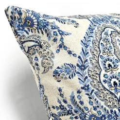 Midnight Paisley Cotton Square Throw Pillow 25x25