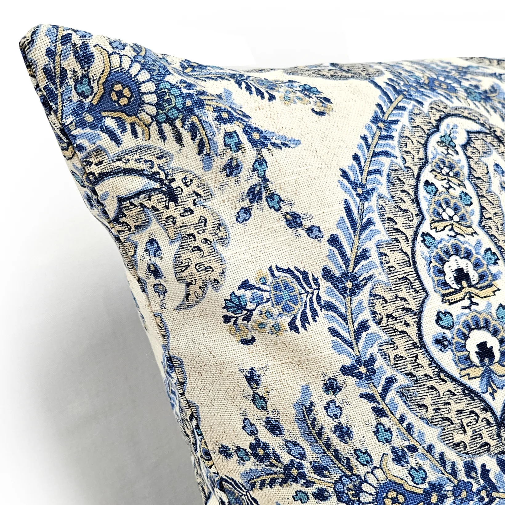 Midnight Paisley Cotton Square Throw Pillow 25x25