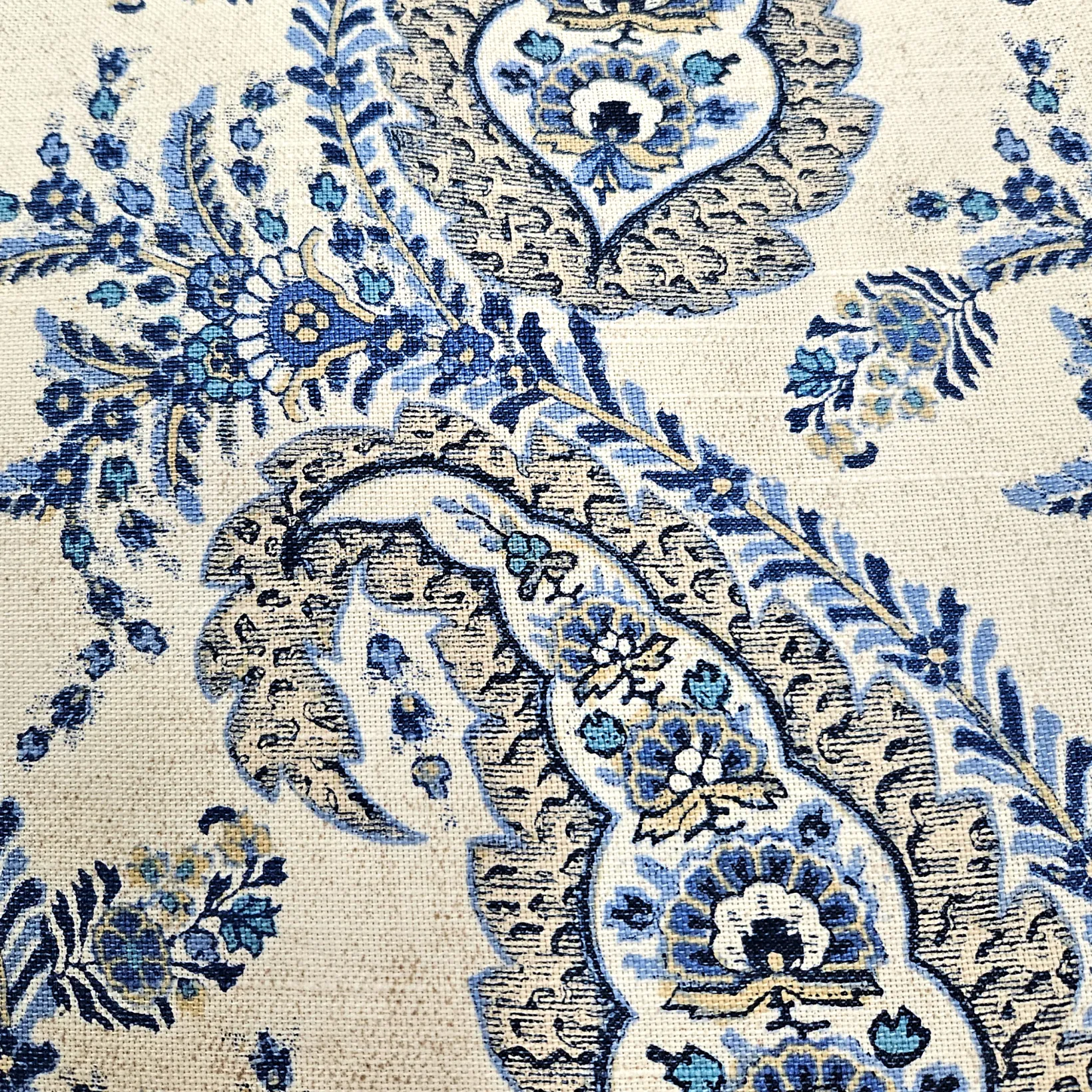 Midnight Paisley Cotton Square Throw Pillow 25x25