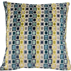 Mod Grid Aqua Velvet Throw Pillow 21x21
