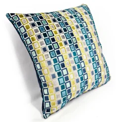 Mod Grid Aqua Velvet Throw Pillow 21x21