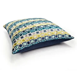 Mod Grid Aqua Velvet Throw Pillow 21x21