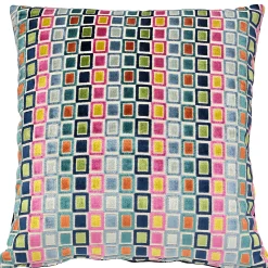 Mod Grid Fiesta Velvet Throw Pillow 21x21