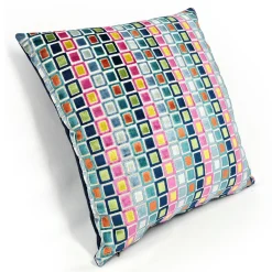 Mod Grid Fiesta Velvet Throw Pillow 21x21