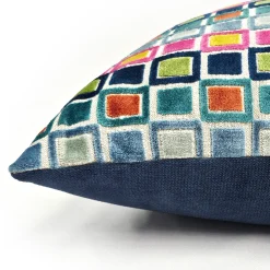 Mod Grid Fiesta Velvet Throw Pillow 21x21