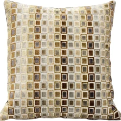 Mod Grid Gold Velvet Throw Pillow 21x21