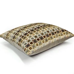 Mod Grid Gold Velvet Throw Pillow 21x21