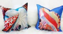 Newport Beach Arrowhead and Miter Shell Mix Throw Pillow 20x20
