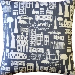 New York City Cotton Print Throw Pillow 17x17