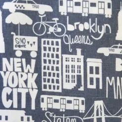 New York City Cotton Print Throw Pillow 17x17