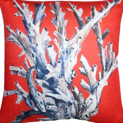 Ocean Reef Coral on Red Throw Pillow 20x20