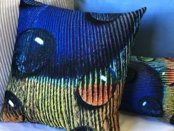 Peacock Splash BGY Throw Pillow 20x20