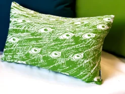 Peacock Turquoise Relief Throw Pillow 12x20