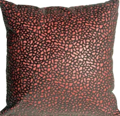 Pebbles in Red 18x18 Faux Fur Throw Pillow