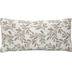Petal Leafage Embroidered Lumbar Pillow 10x24