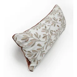 Petal Leafage Embroidered Lumbar Pillow 10x24