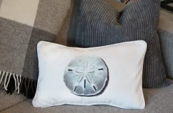 Ponte Vedra Sand Dollar on White Throw Pillow 12x20