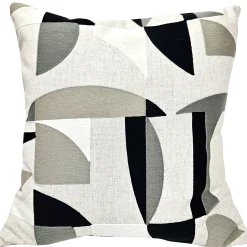 Prism Abstract Black Embroidered Throw Pillow 22x22