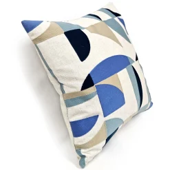 Prism Abstract Blue Embroidered Throw Pillow 22x22