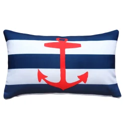 Red Anchor Nautical Throw Pillow 12x19