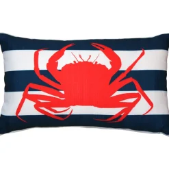 Red Crab Nautical Throw Pillow 12x19