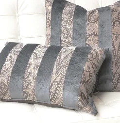 Robert Aluminum Stripe Velvet Pillow 15x22
