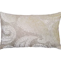 Rochelle Vanilla Paisley Velvet Pillow 12x20