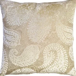 Rochelle Vanilla Paisley Velvet Pillow 20x20