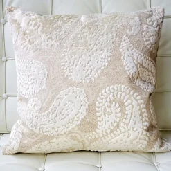 Rochelle Vanilla Paisley Velvet Pillow 20x20