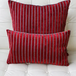 Rockefeller Lava Red Velvet Throw Pillow 12x20