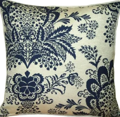 Rustic Floral Blue 20x20 Throw Pillow