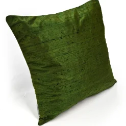 Sankara Avocado Green Silk Throw Pillow 16x16