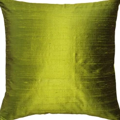 Sankara Chartreuse Green Silk Throw Pillow 18x18
